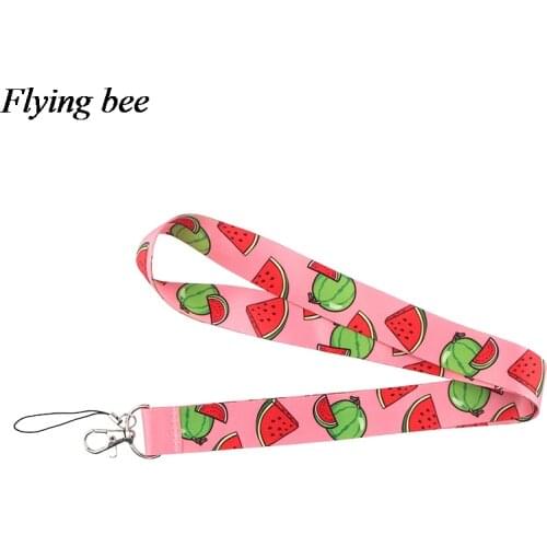 Flyingbee Creative watermelon Keychain Cartoon Phone Lanyard Women Fashion Strap Neck Lanyards for ID Card Phone Keys X0621