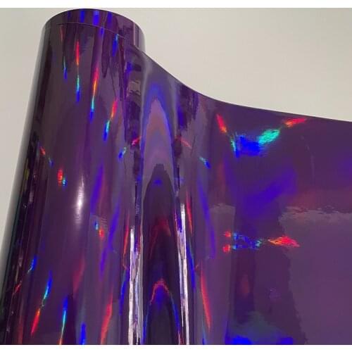 Holographic Glossy Rainbow Laser Purple Vinyl Adhesive Film Roll DIY Car Wrap Foil Sticker with Air Bubbles Free