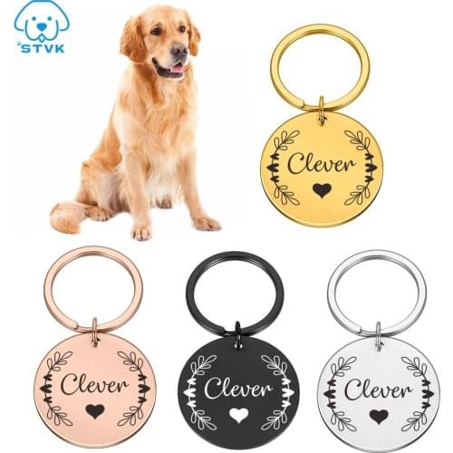 Personalized Engraving Pet Cat Name Tags Customized Dog ID Tag Collar Accessories Nameplate Anti-lost Pendant Metal Keyring