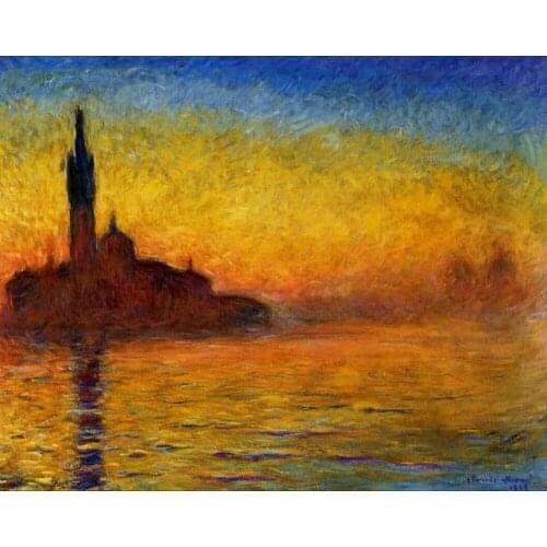 High quality Oil painting Canvas Reproductions Twilight, Venice (1908) By Claude Monet hand painted