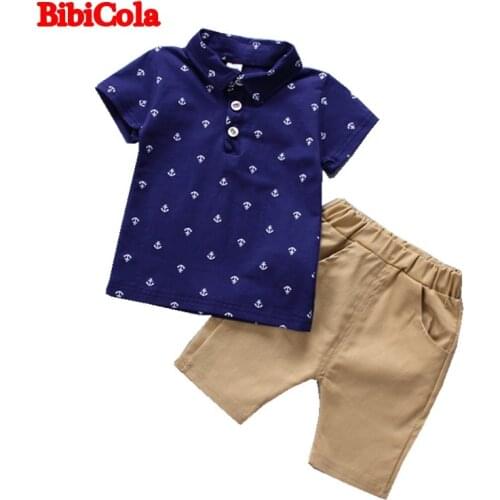 Children Summer Clothing Set Boys Gentleman Suit Cotton T-Shirt+Shorts 2pcs Kids Boys Outfits For 1-2-3-4Y Little Boys Clothing