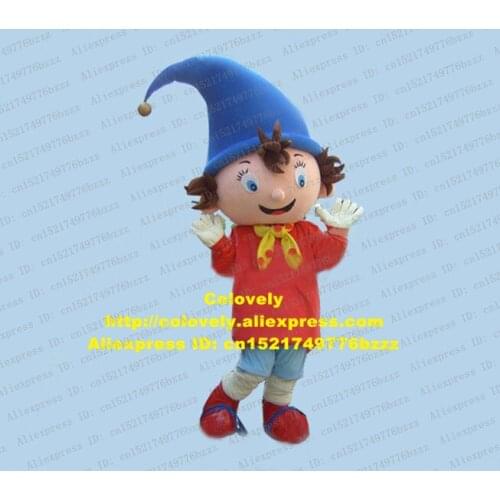 Naughty Noddy Kid Child Baby Tots Mascot Costume Adult Size With Big Blue Christmas Hat Short Brown Curly Hair No.4850 FS