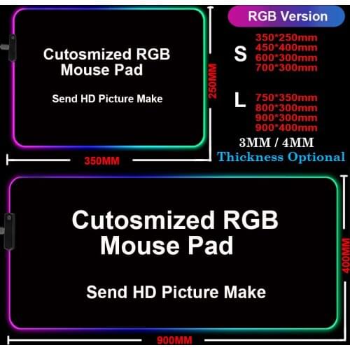 LED Light DIY Gaming Mouse Pad RGB Large Keyboard Cover Non-Slip Rubber Base Computer Carpet Desk Mat PC Game Mouse Pad
