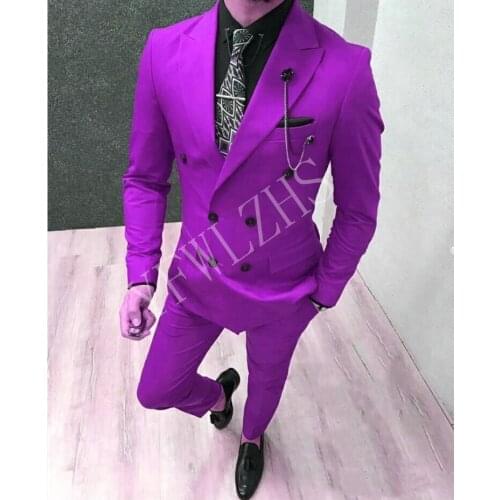 Handsome Groomsmen Double-Breasted Groom Tuxedos Mens Wedding Dress Man Jacket Blazer Prom Dinner (Jacket+Pants+Tie) A074