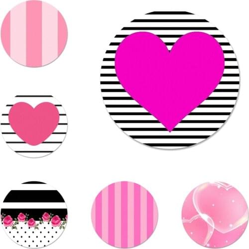 Colorful Flora Pink Love Heart Beautiful Icons Pins Badge Decoration Brooches Metal Badges For Backpack Decoration 58mm