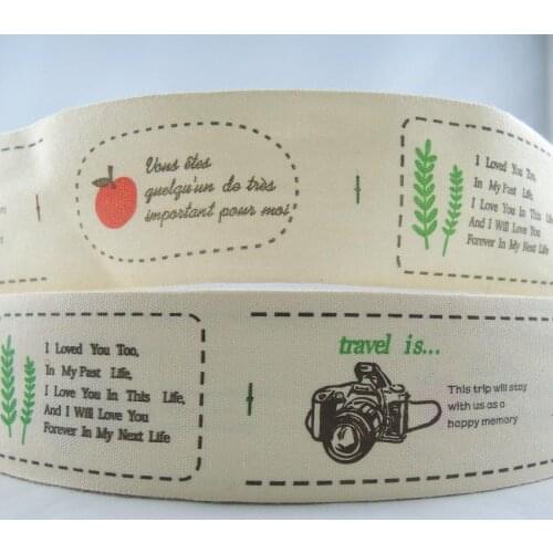 NEW 1-1/2" 35mm 5Yards Natual Printed Ribbon DIY Handmade Webbing Tapes Cloth Fabric Label Sewing Accessories Cotton Ribbon X24