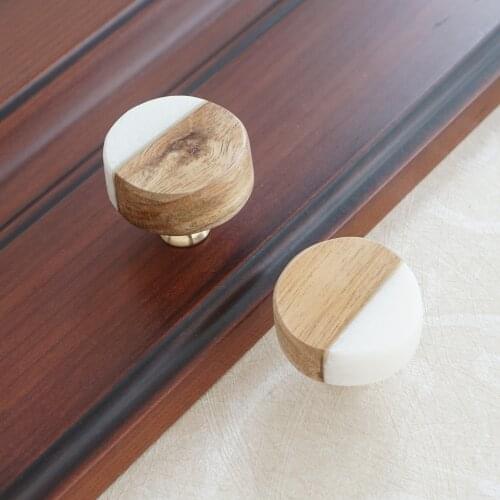 Copper Drawer Knobs Wooden Dresser Pulls White Stone Kitchen Cabinet Knob Round Wardrobe Door Handle Modern Closet Knob Hardware