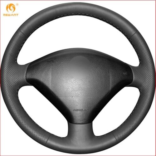 MEWANT Black Artificial Leather Car Steering Wheel Cover for Peugeot 307 Interior Accessories Parts