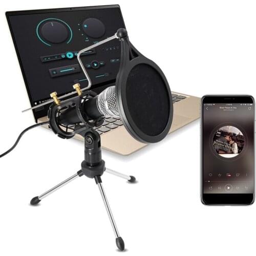 Karaoke Microphone for Singing Tik Tok Phone Computer PC Laptop MIC Dj Condenser Microphone Professional Studio Audio Interface