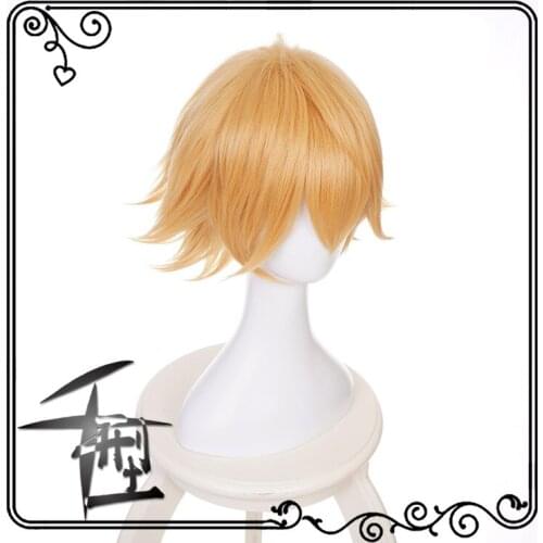 Aotu World Cosplay Wig King Golden Mix Short Fluffy Layered Synthetic Hair Heat Resistant Fiber Party Wigs