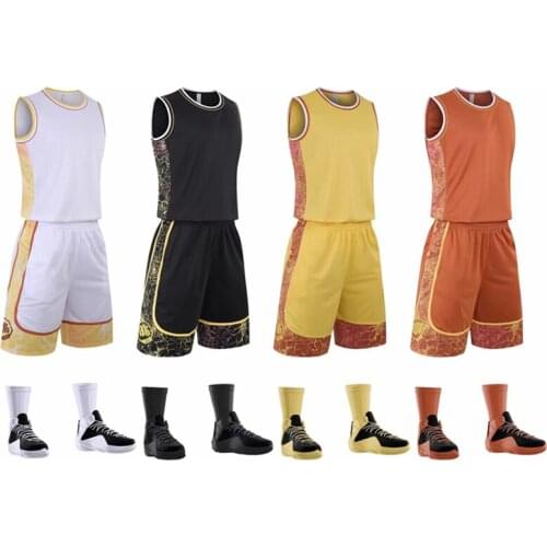 Men Throwback Basketball Jerseys Sets Boys Blank College Team Basketball Clothes Basketball Sports Training Suits Uniforms Print