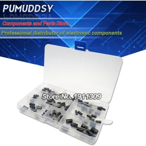 120PCS/lot 12values 1uF-470uF Aluminum Electrolytic Capacitor Assortment Kit 16V-50V electrolytic capacitors assortment box set