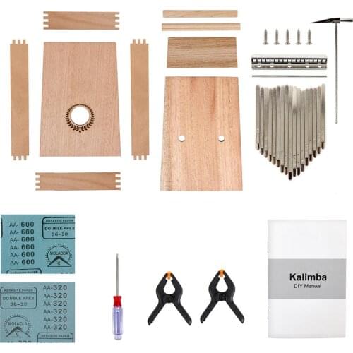 Kmise Kalimba DIY Kit 17 Key Thumb&Finger Piano with Manual Tools Tuner Hammer Handcraft Birthday Present for Kid