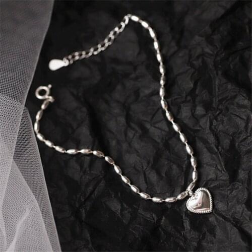 New Arrival Tibetan Silver Love Heart Bamboo Chain Bracelets Simple Bean Adjustable Bracelet For Honey Gift Women Fashion 2020