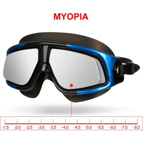 Copozz Mirrored Myopia Swimming Goggles Silicone Large Frame Swim Glasses Waterproof Anti Fog UV Eyewear Men and Women Mask