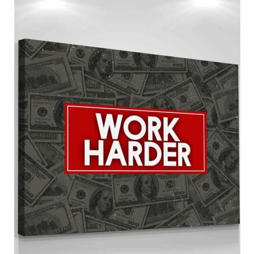 Office Workhard Canvas Painting US Dollar Money Success Motivational Quotes Posters Prints Pictures Living Room Bedroom Decor