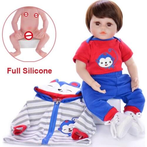 Wholesale Bebe Reborn Menina Menino 18" Full Silicone Vinyl Reborn Baby Dolls boy girl Birthday Gifts Can Bath toy dolls