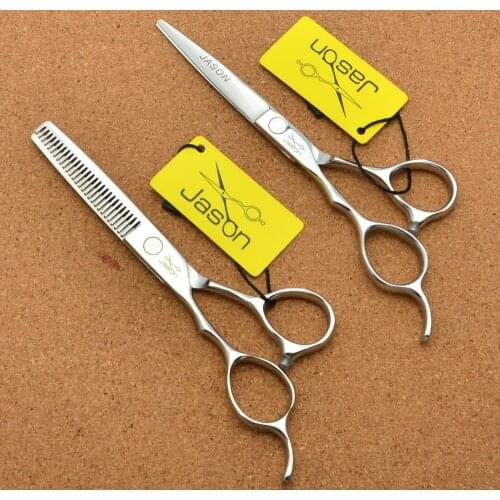 317# 6'' Left Hand Brand Jason Factory Price Hairdressing Scissors 440C Barbers Cutting Scissors Thinning Shears Hair Scissors