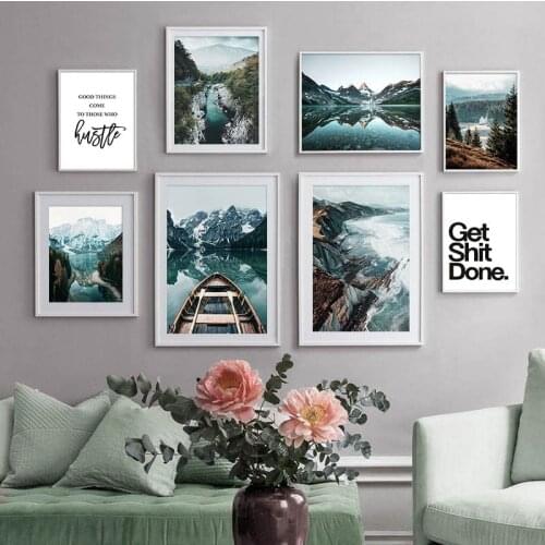 Nature Landscape Poster Home Backdrop Decor Wall Art Canvas Painting Mountain Lake Fresh Scenery Picture Art Print for Dormitory