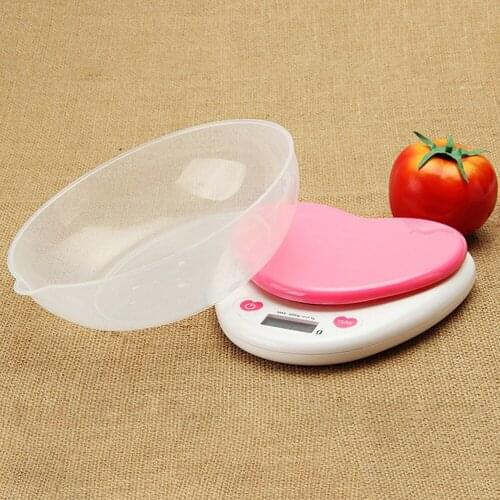 5KG-1G Portable Heart Shape Digital Kitchen Scale, LCD Monitor Auto Zero for Measuring Weight Food Water Powder kitchen tools