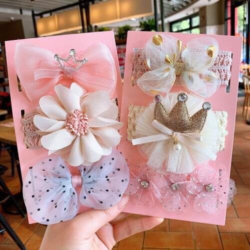 3Pcs/Set Cute Lace Bow Princess Baby Girls Headband Turban Flower Elastic Infant Newborn Hairband Baby Hair Accessories