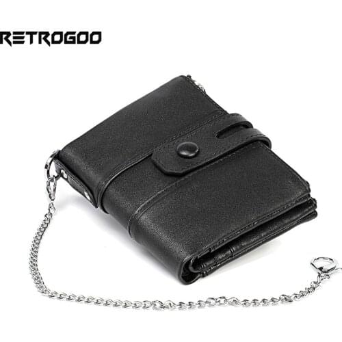 RETROGOO Double Zipper Unisex Wallet Genuine Leather Men Purse Women Wallets Card Holder Zipper Coin Pocket Money Bag Men Clutch