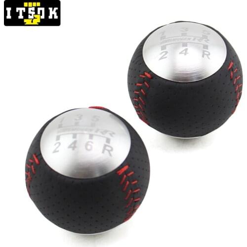 Mugen Gear Shift Knob Perforated Leather Silver 5 6 Speed M10 x 1.5 Shifter Stick JDM Manual Lever Head For Honda Acura Most Car
