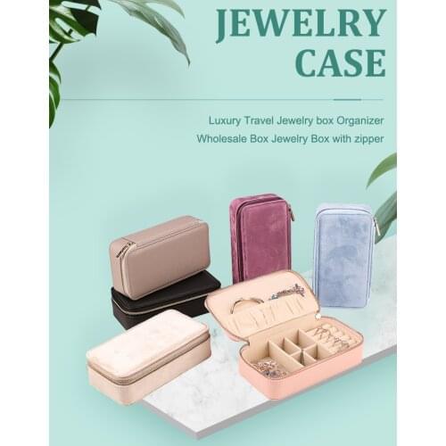Jewellery Box Women Girls Pink Zipper Storage Gift Jewelry Case Packaging Organizer Leather Earring