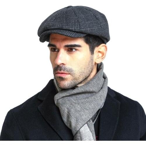New Mens Winter Newsboy Hats Vintage Herringbone Octagon Cap Men Women Berets Gatsby Flat Hat Hip Hop Hats Warm Hats Gorras