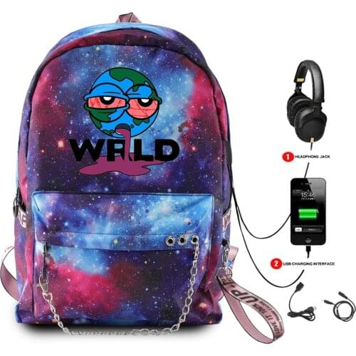 Juice Wrld Backpack USB Charge Multifunction Backpack Waterproof Fashion Travel Backpack Oxford Backpack Starry Sky School Bags