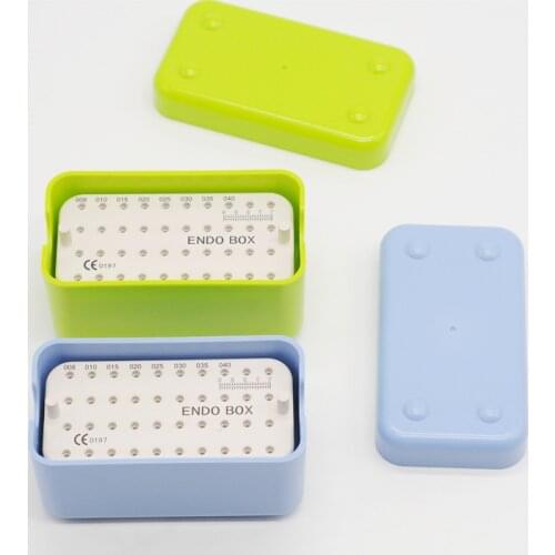 Dental Plastic Endo Box With A Ruler Files Bur Holder Blocks Stand Blue Clean 40 Holes Autoclavable Sterilization Case Tools B/G