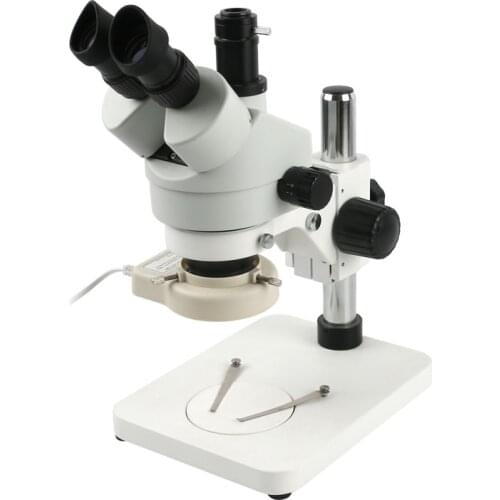 Simul-focal 7-45X Continuous Zoom Trinocular Stereo Microscope+56LED Light+WF10X20 Eyepiece Lens+C Adapter For PCB Solder Repair