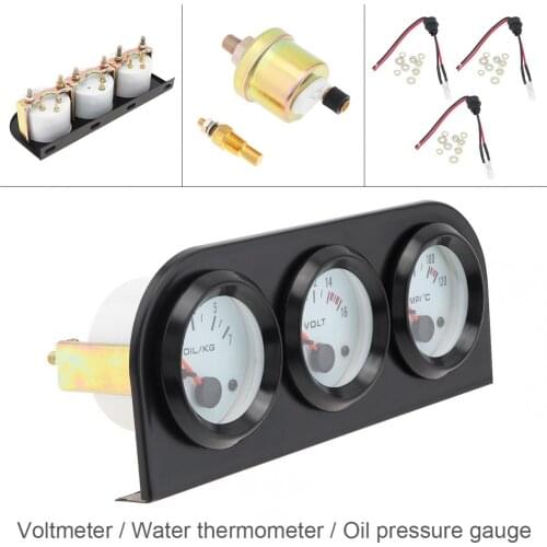 Universal 3 in 1 Triple Gauge Kit 52mm 2 Inch durable and practical Water Temp Oil Pressure Gauge Meter with Electronic Sensor