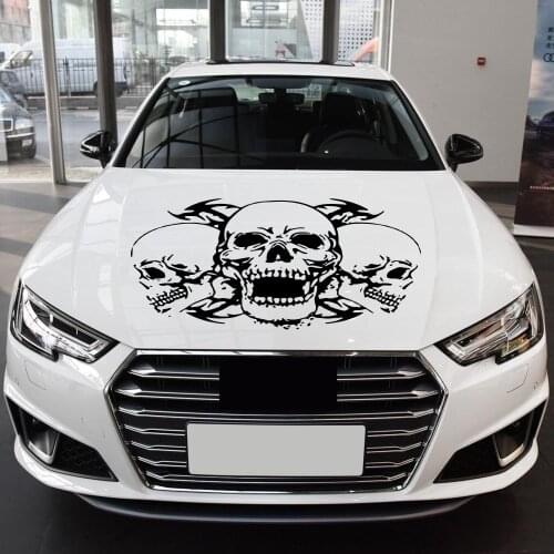 1Pc Skull Head Totem Auto Sticker Car Body Racing Side Door Long Stripe Stickers Auto Vinyl Decal Three Skull Totems Car Decal