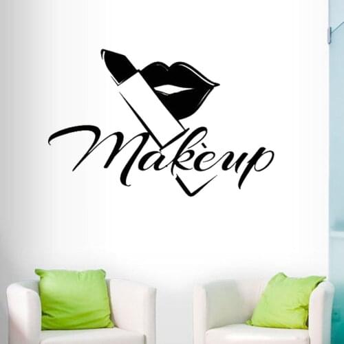 Makeup Lips Lipstick Wall Sticker Beauty Salon Shop Vinyl Wall Decals Art Mural Removable Living Room Bedroom Decoration 5014