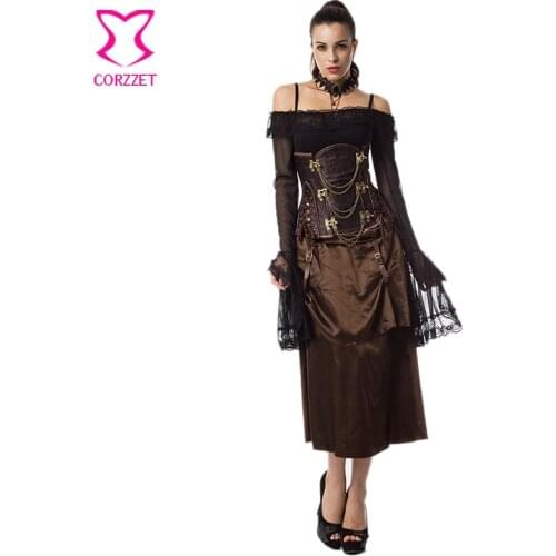 Vintage Corsage Steampunk Underbust Corset Skirt Gothic Clothing Korsett For Women Sexy Corsets And Bustiers Burlesque Dress