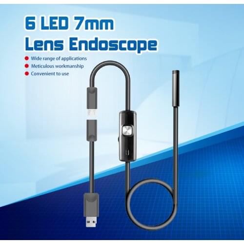 Black 6LED 1M/7mm Lens Endoscope Waterproof Inspection Borescope Camera for Android PC Phone & Notebook Device