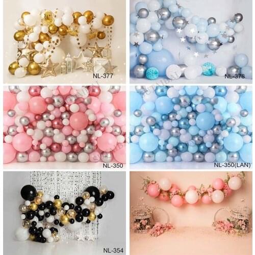 Ballons Backdrop Kids Cake Smash 1st Birthday Baby Party Background Chid Portrait Toys Decorations Girl Floral Photo Studio