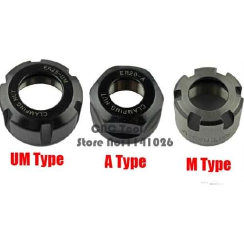 High Quality Nut ER8/ER11/ER16/ER20/ER25/ER32/ER40 A/M/UM Type Spring Collet Nut for CNC Milling Machine Engraving Lathe tools