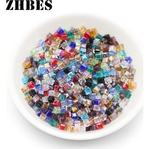 ZHBES 3MM 100pcs Square shape Austrian Crystal AB Colour Spacer Loose Beads For Jewelry Making DIY Bracelet Necklace Accessories