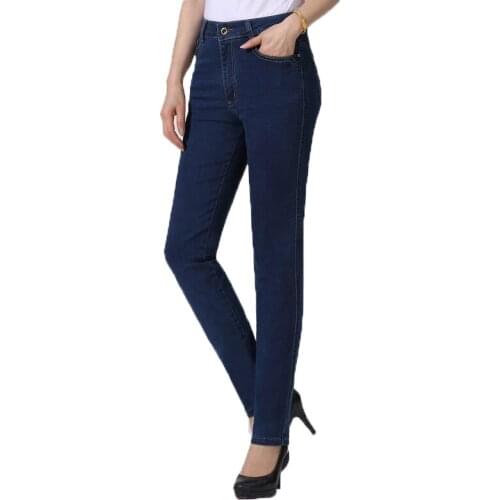Women Spring Autumn Denim Pencil Pants Blue Jeans Trousers Mature Woman Casual Slim Fit Denim Pantalones Mujer Leisure Jean Pant