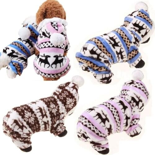 Puppy Dog Winter Warm Hooded Jumpsuit Clothes Apparel Cute Pet Jumpers Hoodie Coat Costumes