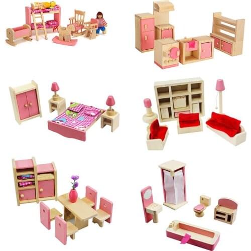 1 Set 1:12 Miniature Doll House Wooden Furniture Child Play Toys Gift For Dollhouse Life Scene Decor