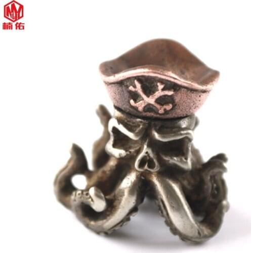1PC Hot Sale!!! Creative Pure Copper EDC Octopus Skull Knife Beads Outdoor Multi-Function Tool Survival Parachute Paracord Beads