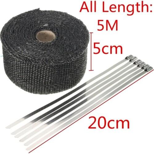 1 piece of hot rolled black 1.6mmx5cmx5m roll black titanium heat exhaust pipe hot tie + 6 stainless steel tie kits with straps