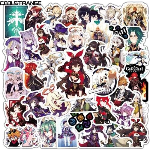 10/30/50Pcs Genshin Impact Game Cartoon Kawaii Stickers For Motorcycle Skateboard Bike Helmet Water Toy PVC Waterproof Pegatinas