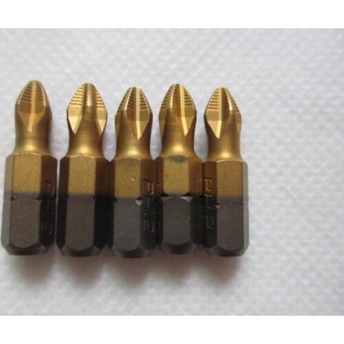 10pcs Anti Slip PH2 Screwdriver Bit 25mm Length 1/4" Shank Titanium Coated Drill Bits For Electric Drill
