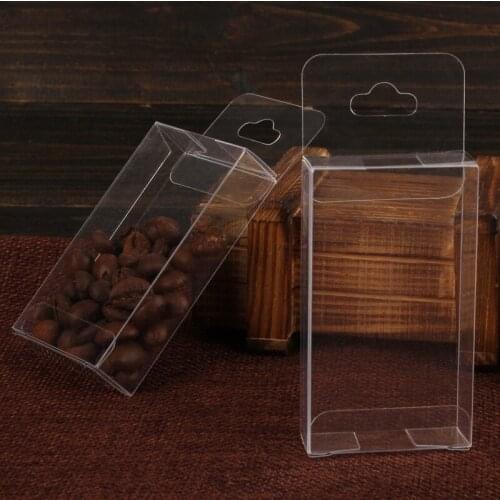 100Pcs/Lot PVC 15MMX40MMX70MM Clear Plastic Packaging Boxes with Hang Hole Small Craft Gift Transparent Package Box