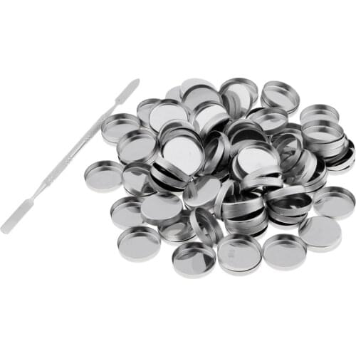 100Pcs Empty Eyeshadow Blush Powder Cream Makeup Pans Magnetic Tins Palette Round+Stick