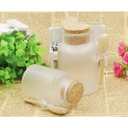 200ml Powder Plastic BottleABS Round Bath Salt Bottle with Cork Jar with Wood Spoon,Packaging Bottle